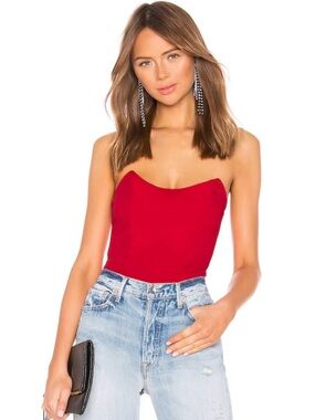Superdown Stevie sweetheart bodysuit in red